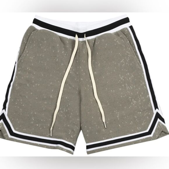 JOHN ELLIOTT Men’s Spec Wool Drawstring Basketball Shorts Moss Grey Sz M - Picture 2 of 11